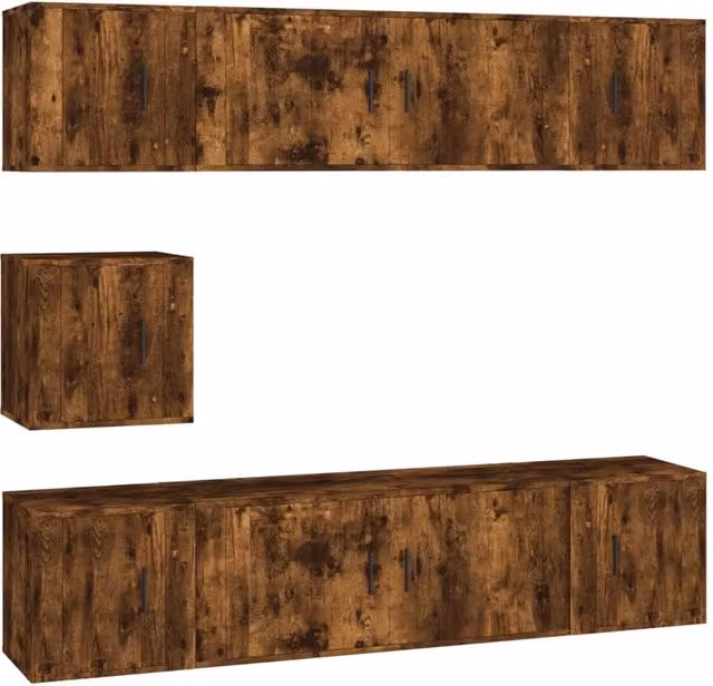 Berkfield Home 7 Piece Classic TV Cabinet Set in Smoked Oak Brown Engineered Wood