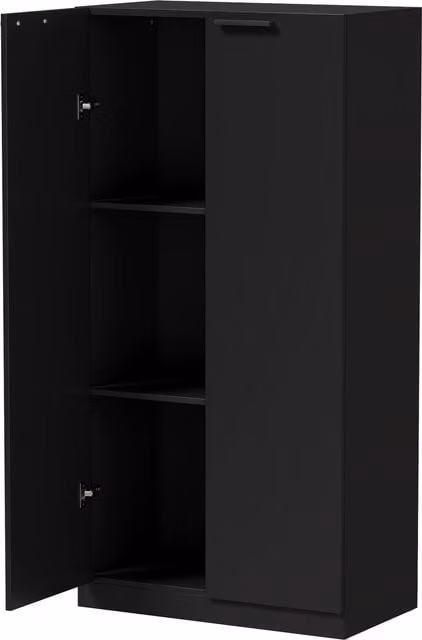 HOMCOM Black Modern Wooden Storage Cabinet with Soft-Close Hinged Doors, H 120 x W 60 x D 31.5 cm