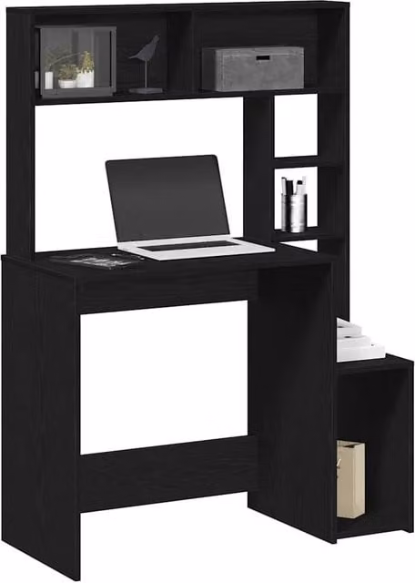 Berkfield Home Computer Desk with Shelves in Black, W/D/H: 100 x 45 x 140 cm