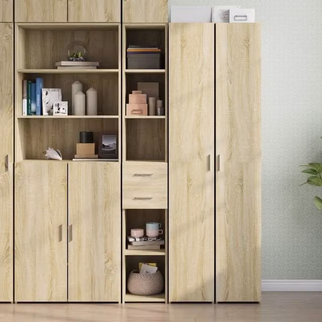 Berkfield Home Sonoma Oak Highboard in Tan, W/D/H: 30 x 42.5 x 185 cm
