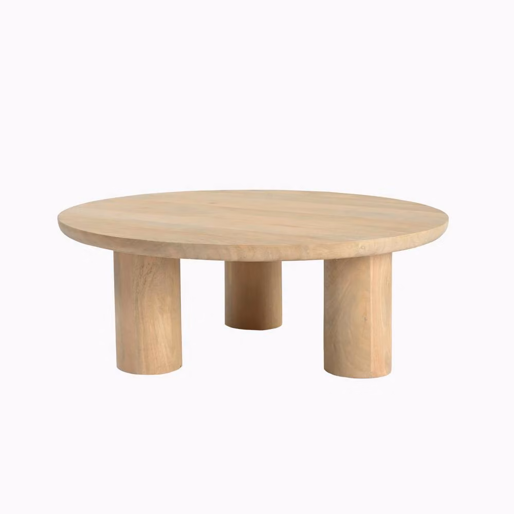 FurnitureboxUK Teton Round Mango Wood Coffee Table in Brown – 2