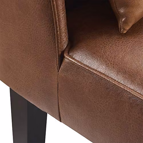 Versanora Teamson Home Marc Lounge Accent Chair in Brown Faux Leather with Solid Wood Frame – 4