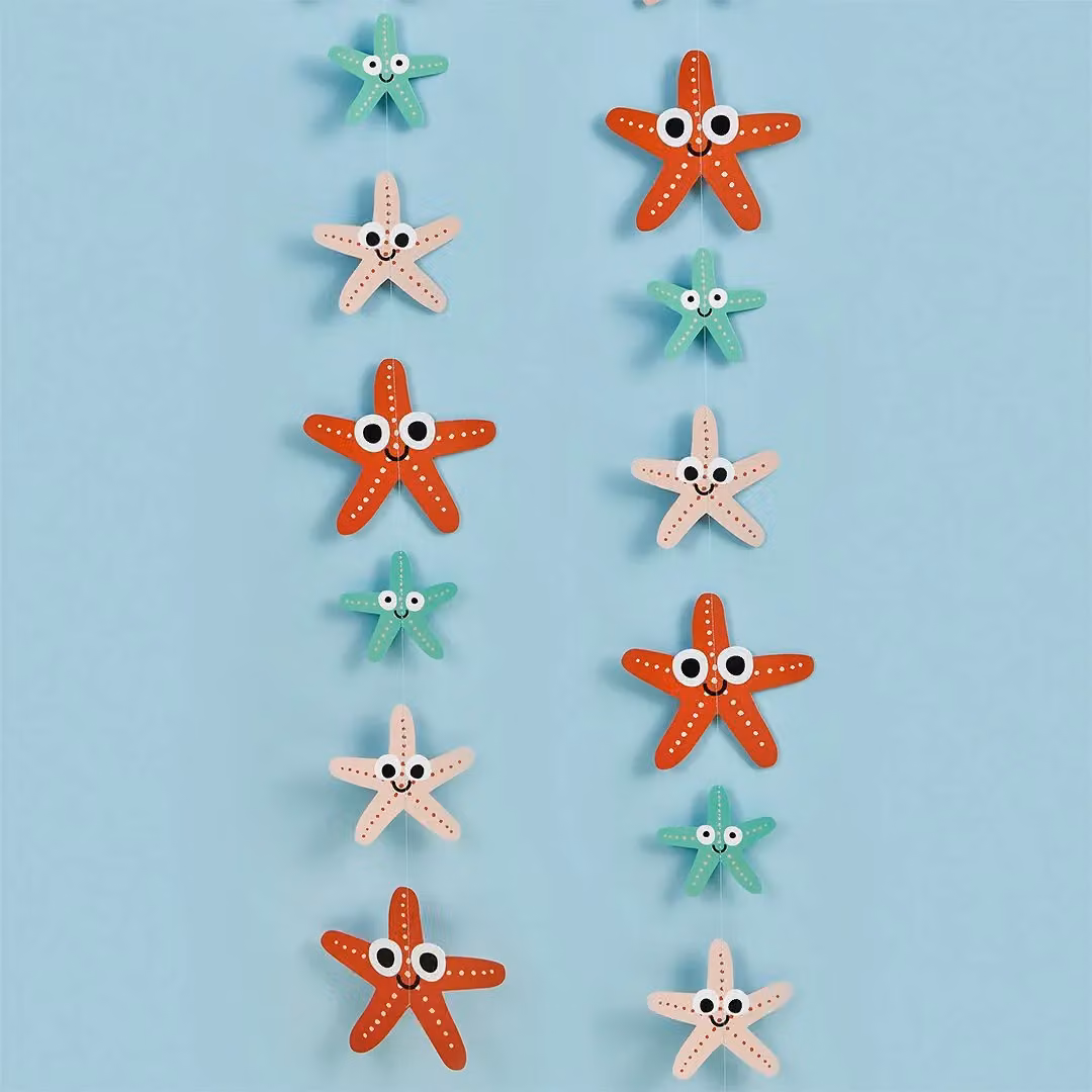 Club Green Multicolour Starfish and Star Paper Hanging Decoration, 4m – 2