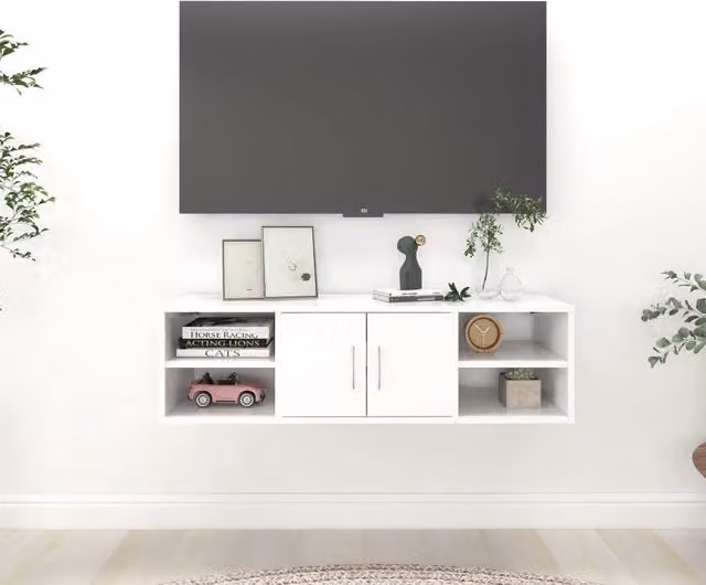 Berkfield Home Wall Mounted Shelf in White, W/D/H: 102 x 29 x 29 cm