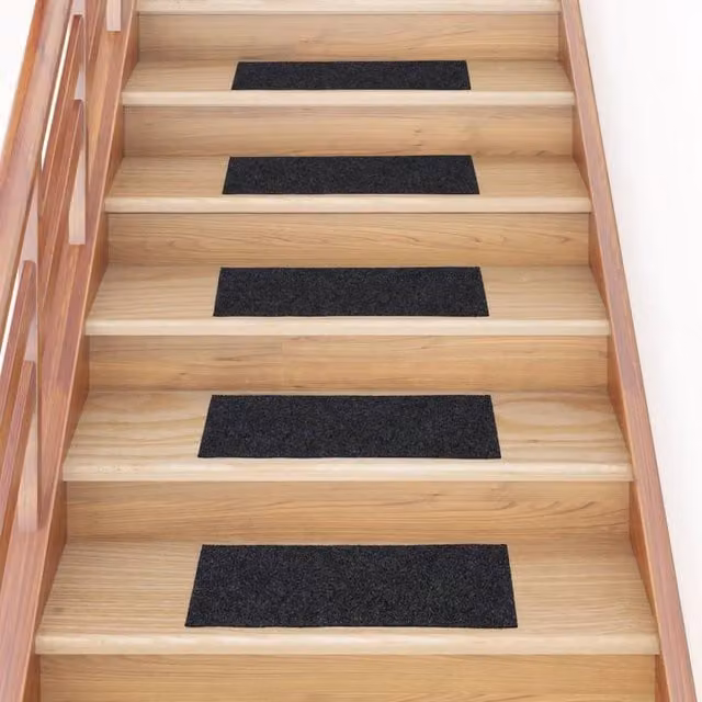Berkfield Home Self-adhesive Rectangular Stair Mats, 15 Pieces, Grey, W: 60 cm, D: 25 cm