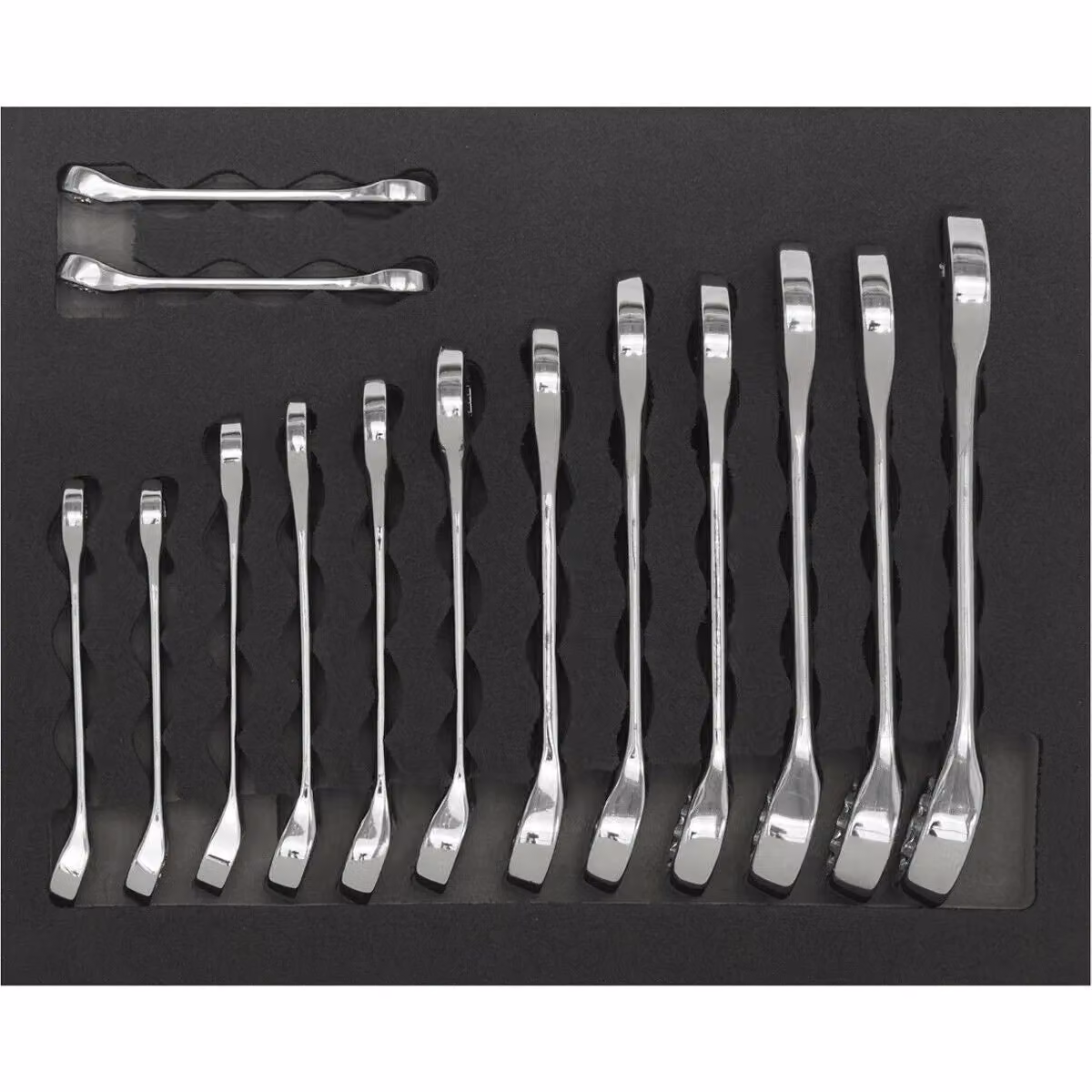 Loops 14pc Stubby Short Handled 12 Point Metric Combination Spanner Set in Silver Chrome Vanadium and Stainless Steel – 4