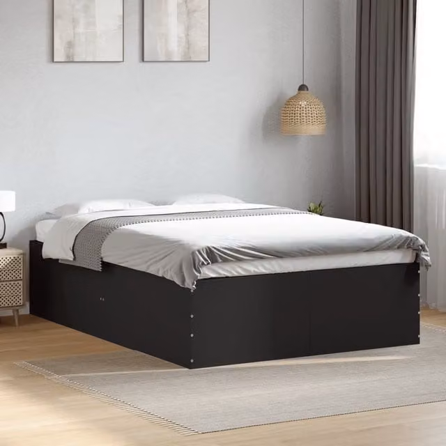 Berkfield Home Modern Small Double Bed Frame in Black, W/D/H: 120 x 190 cm
