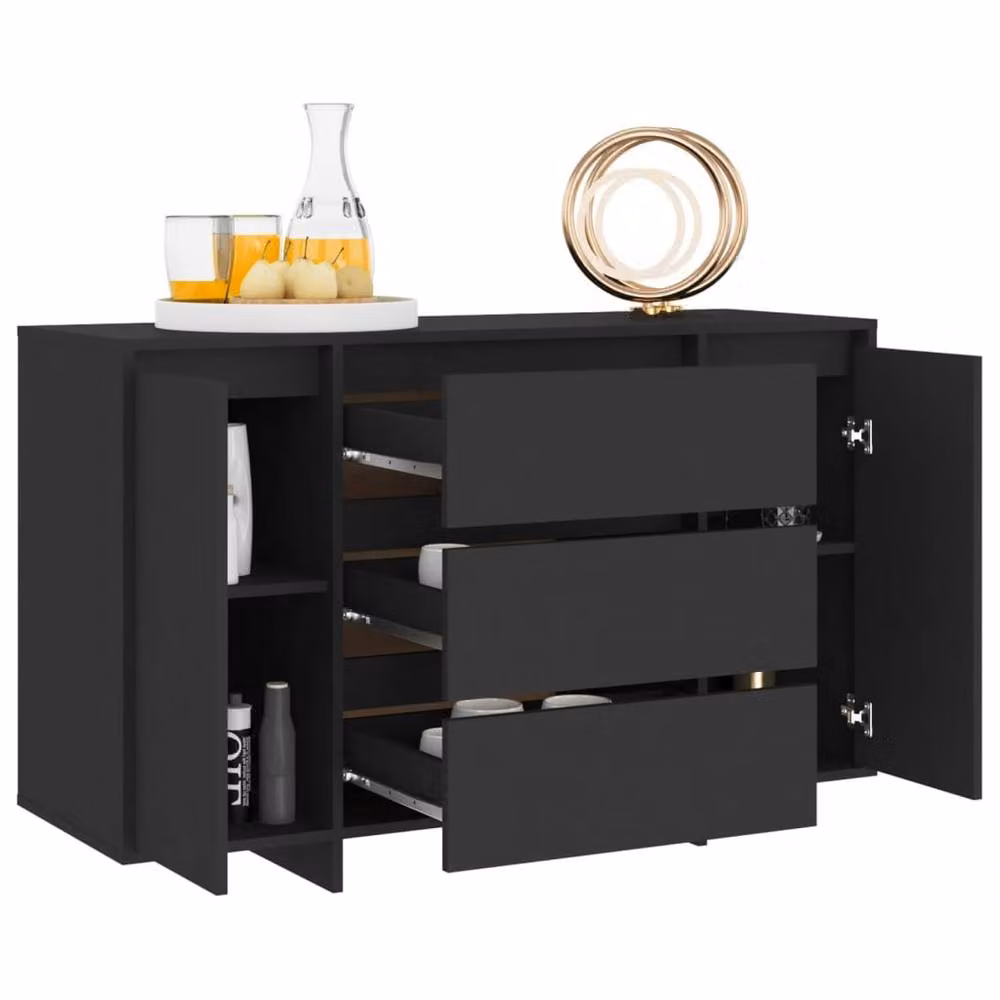 Berkfield Home Modern Black Sideboard with 3 Drawers, W/D/H: 120 x 41 x 75 cm – 3