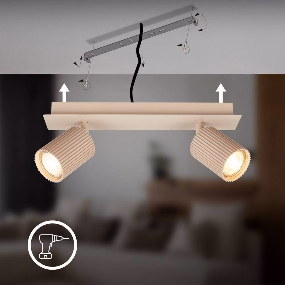 Briloner Beige Adjustable 2-Light Ceiling Spotlight for GU10 Bulbs – 3