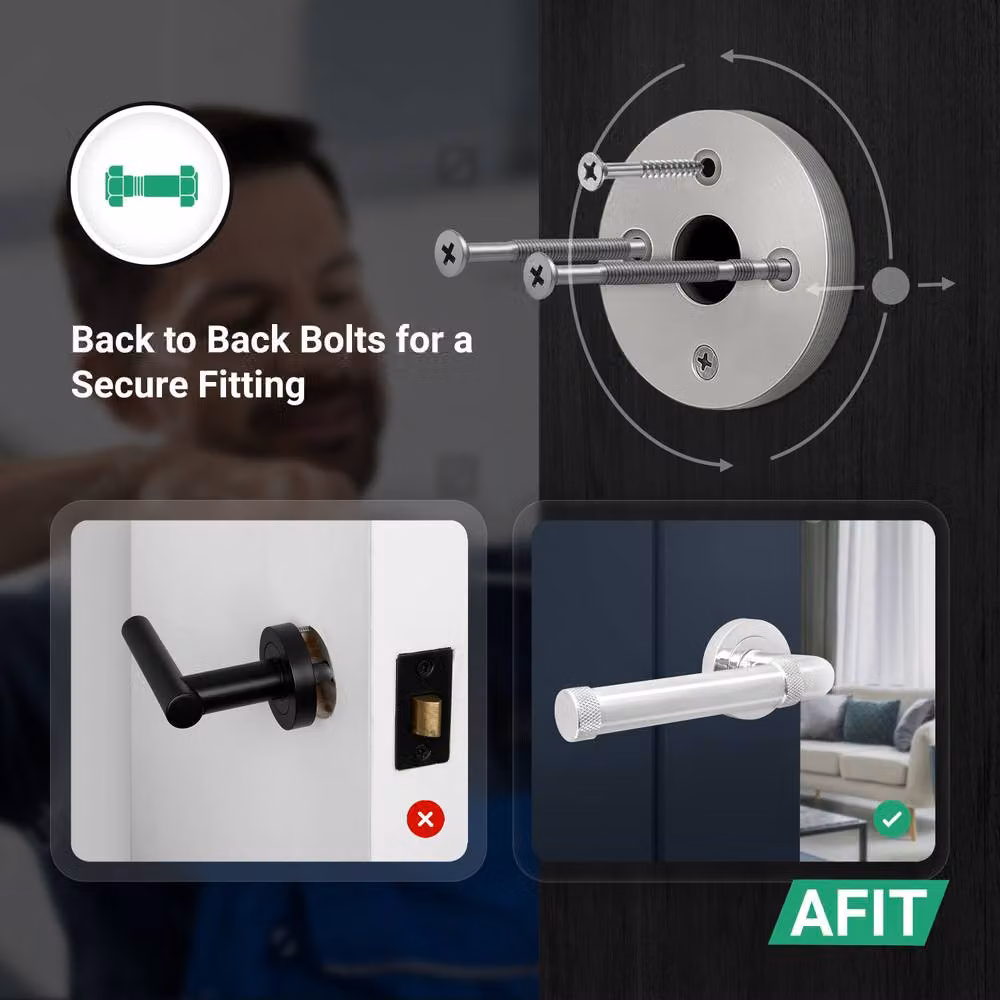 AFIT Polished Chrome Aluminium Door Handle and Latch Set in Silver – 3