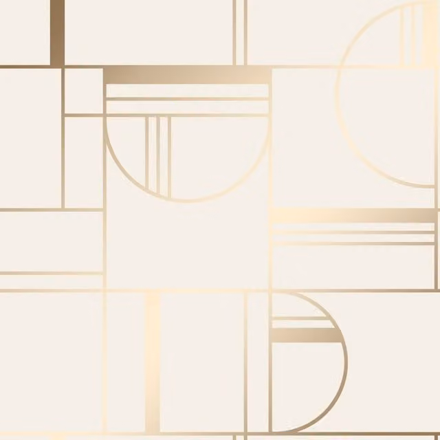 I Love Wallpaper Bauhaus Geometric Abstract Paper Wallpaper in Beige and Gold, Width: 30 cm