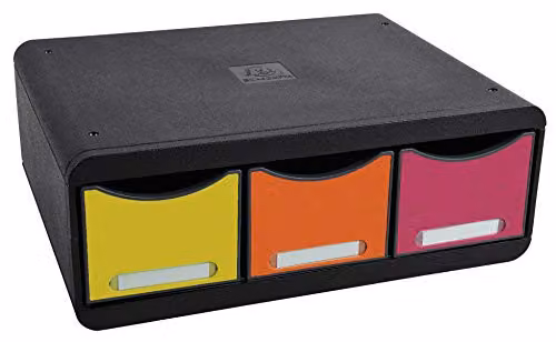 Exacompta Iderama Collection Toolbox Maxi Drawer Set with 3 Stackable Drawers, Multicolour, W: 27.0 cm, D: 35.5 cm, H: 13.5 cm – 3