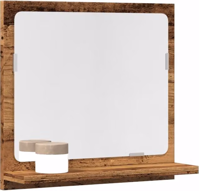 Berkfield Home Rustic Brown Bathroom Mirror Cabinet with Hinged Doors and Internal Shelves, W/D/H: 40 x 11 x 37 cm