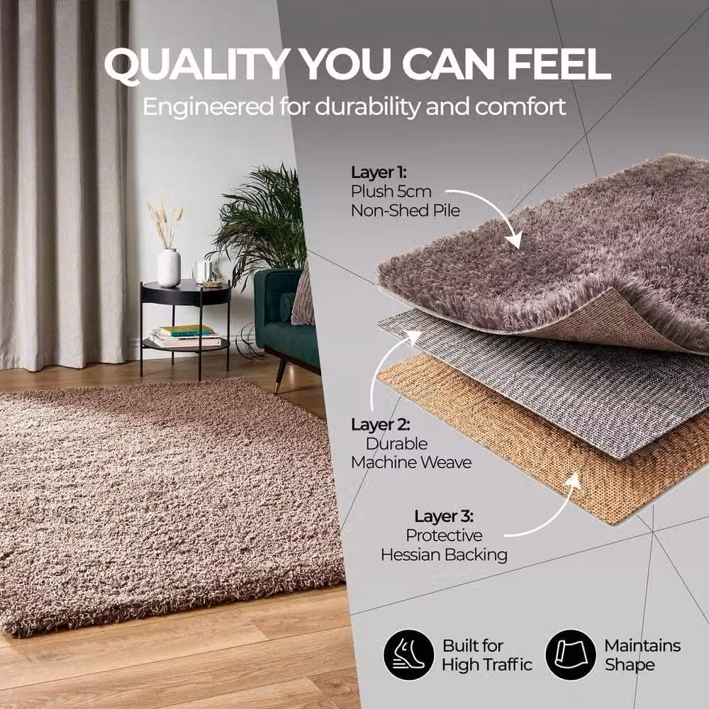Bravich LTD Shaggy Area Rug in Camel, W: 80 cm, L: 150 cm – 3