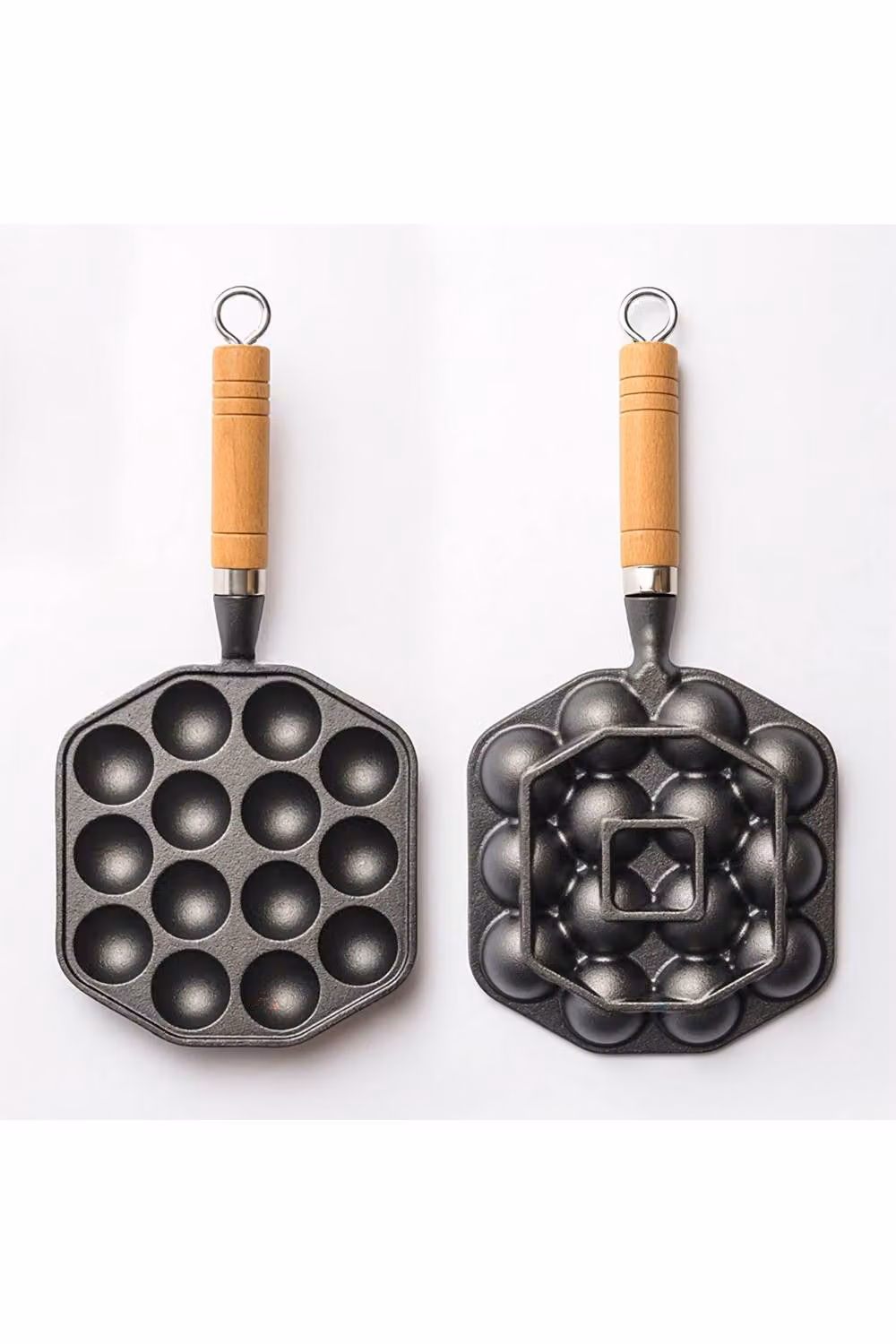 Garden Sanctuary 14-Hole Uncoated Cast Iron Takoyaki Frying Pan in Black – 4