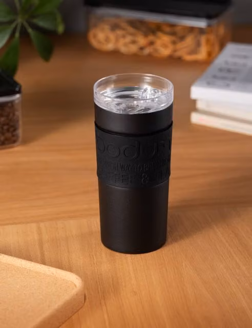 Bodum Black Double Walled Vacuum Travel Mug with Lid, 355ml