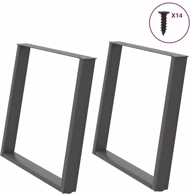 Berkfield Home vidXL U-Shaped Dining Table Legs, 2 Piece Set, Anthracite Black Steel, H: 72-73 cm x W: 100 cm – 1
