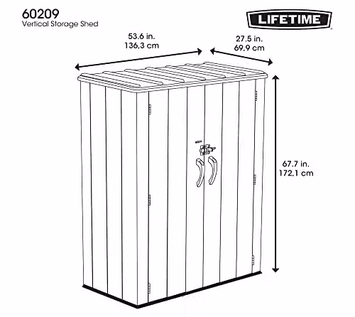 Lifetime Tall Garden Storage Cabinet in Brown and Grey, W/D/H: 74 x 47 x 174 cm – 3