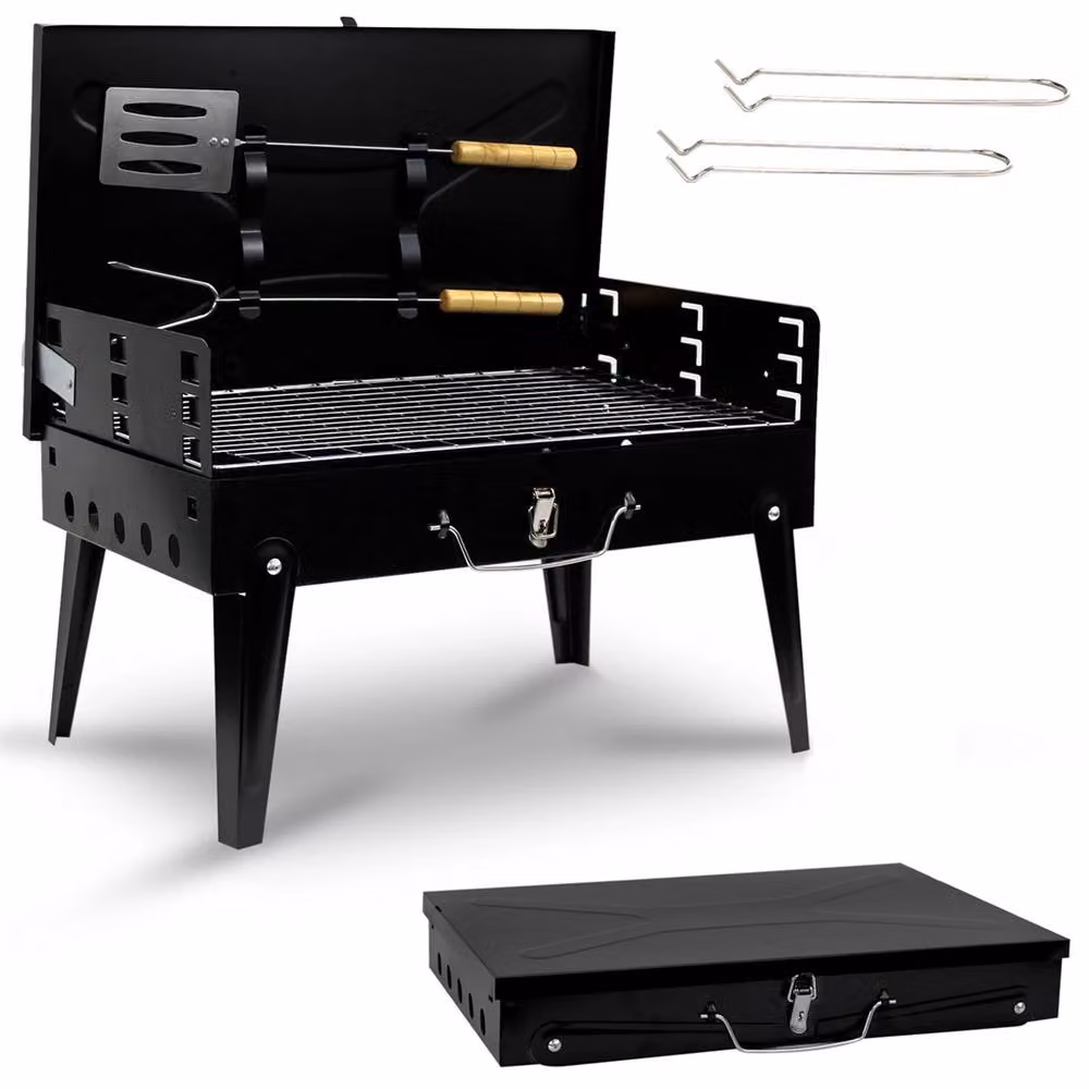 Nordara Portable Folding Charcoal BBQ Tabletop Camping Grill in Black – 2