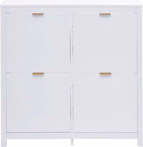 ERGOVEXA Modern White Lacquered Wooden Shoe Storage Cabinet with 4 Drawers and Tilting Compartments for your Hallway
