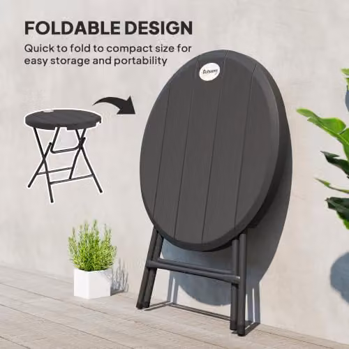 Outsunny Foldable Round Garden Dining Table for 4 in Grey, W/D/H: 80 x 80 x 73 cm – 9
