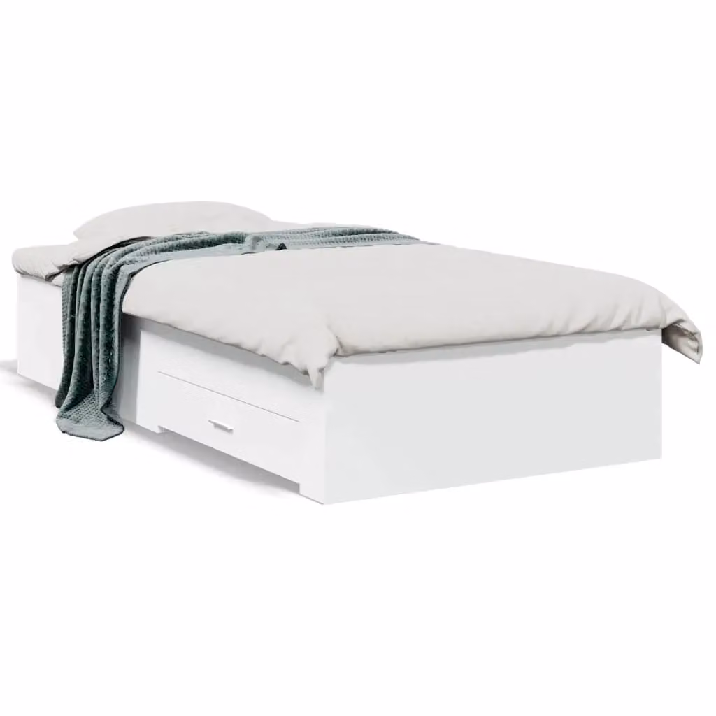 Berkfield Home Modern Bed Frame with Drawers in White, W/D/H: 90 x 200 cm – 2