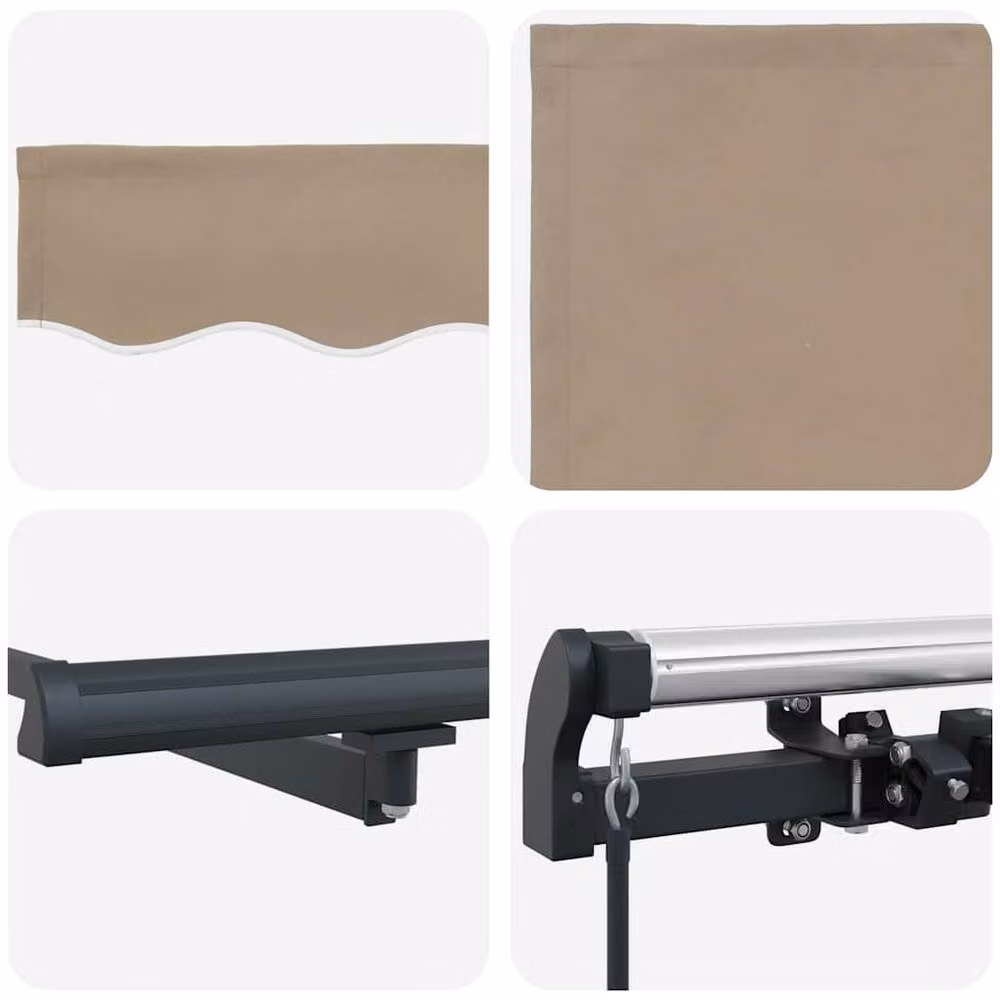 Berkfield Home Manual Retractable Folding Arm Awning in Beige, W: 400 cm, D: 300 cm – 4