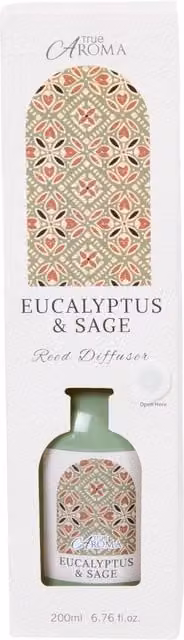 True Aroma Eucalyptus and Sage Bunny Tail Reed Diffuser in Green Glass