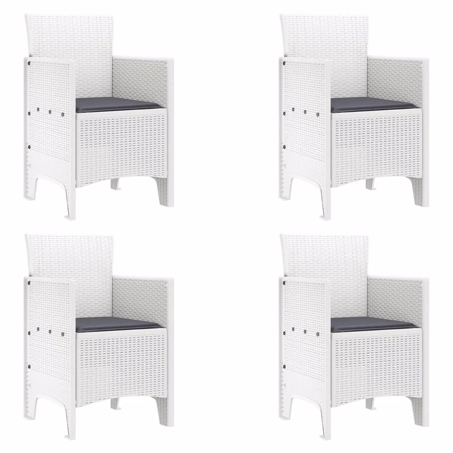 Berkfield Home Set of 4 Stackable Garden Chairs in White and Anthracite with UV-Resistant Polyester Cushions – 2