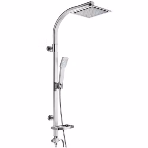 tectake Aluminium Rain Shower System with Handheld Shower and Soap Dish in Chrome Finish – 1