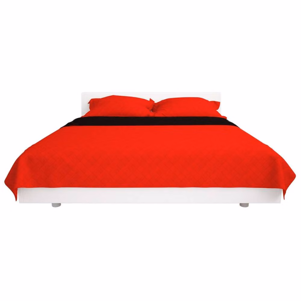 Berkfield Home Reversible Quilted Microfibre Bedspread in Red and Black, W/D/H: 170 x 210 cm – 3