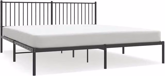 Berkfield Home Metal Bed Frame with Headboard in Black, W/D/H: 180 x 200 cm