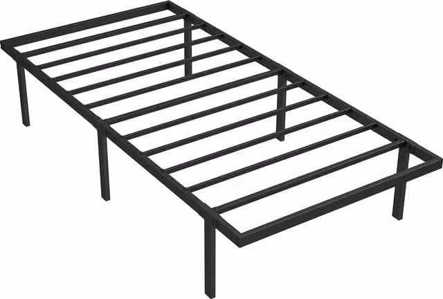 HOMCOM Single Bed Frame with Underbed Storage, Black Metal Platform Bed with Steel Slat Support, W/D/H: 90 x 190 cm