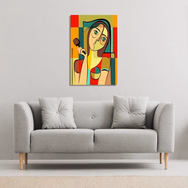 Benjamin Tate Design LTD Woman with Chocolate in Hand Canvas Print, Green and Multicolour, W: 101 cm, H: 152 cm