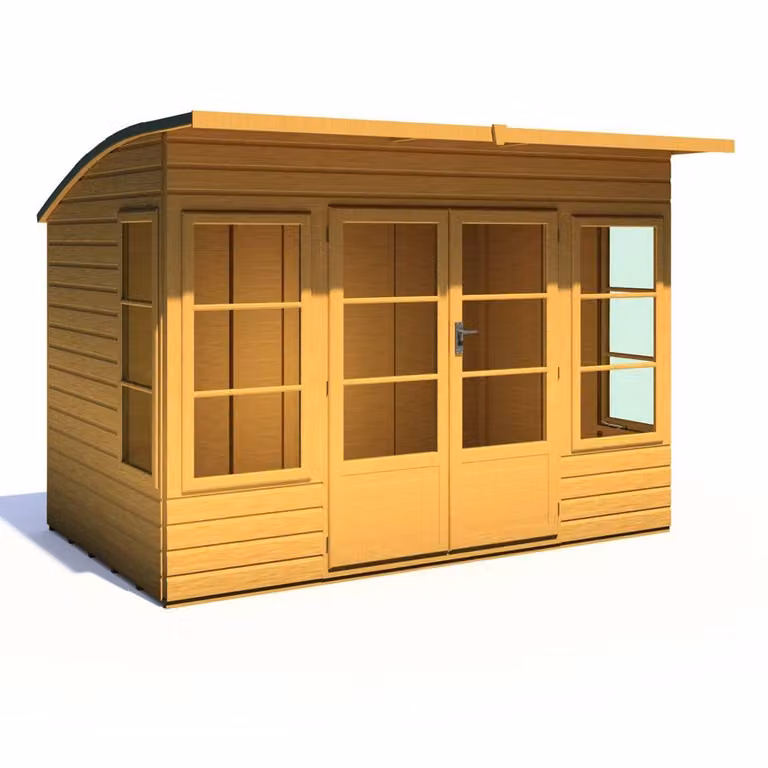 Shires Orchid Dip Treated Wooden Summerhouse with Double Doors and Opening Windows in Brown, W: 305 cm, D: 183 cm