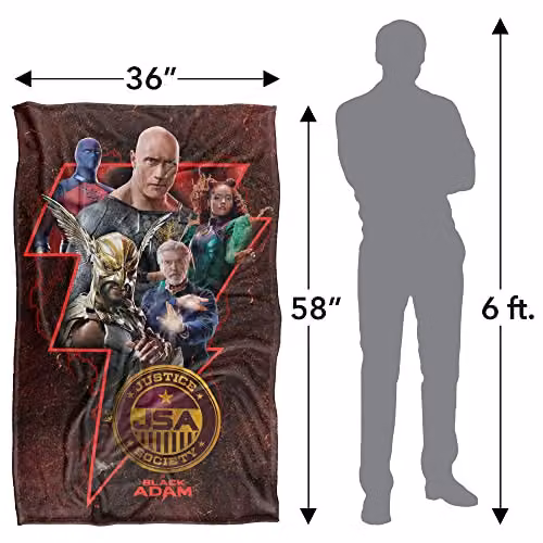 LOGOVISION Black Adam Character Super Soft Fleece Throw Blanket, Multicolour, W: 91 cm, L: 147 cm – 4