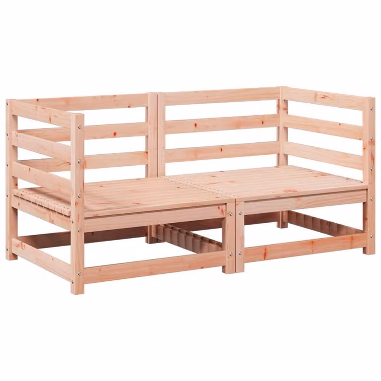 Berkfield Home 2 Piece L-Shape Garden Sofa Set in Brown Solid Wood