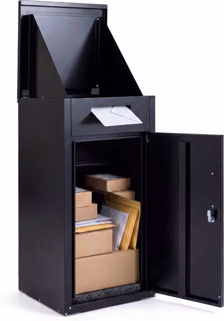 COSTWAY Lockable Package Delivery Box in Black Galvanised Steel