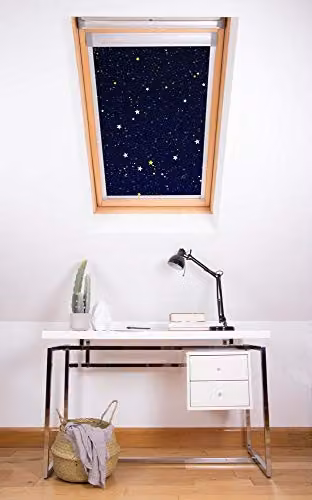 Bloc Blinds Night Sky Blackout Blind for Velux Roof Windows, Silver with Black Stars – 2