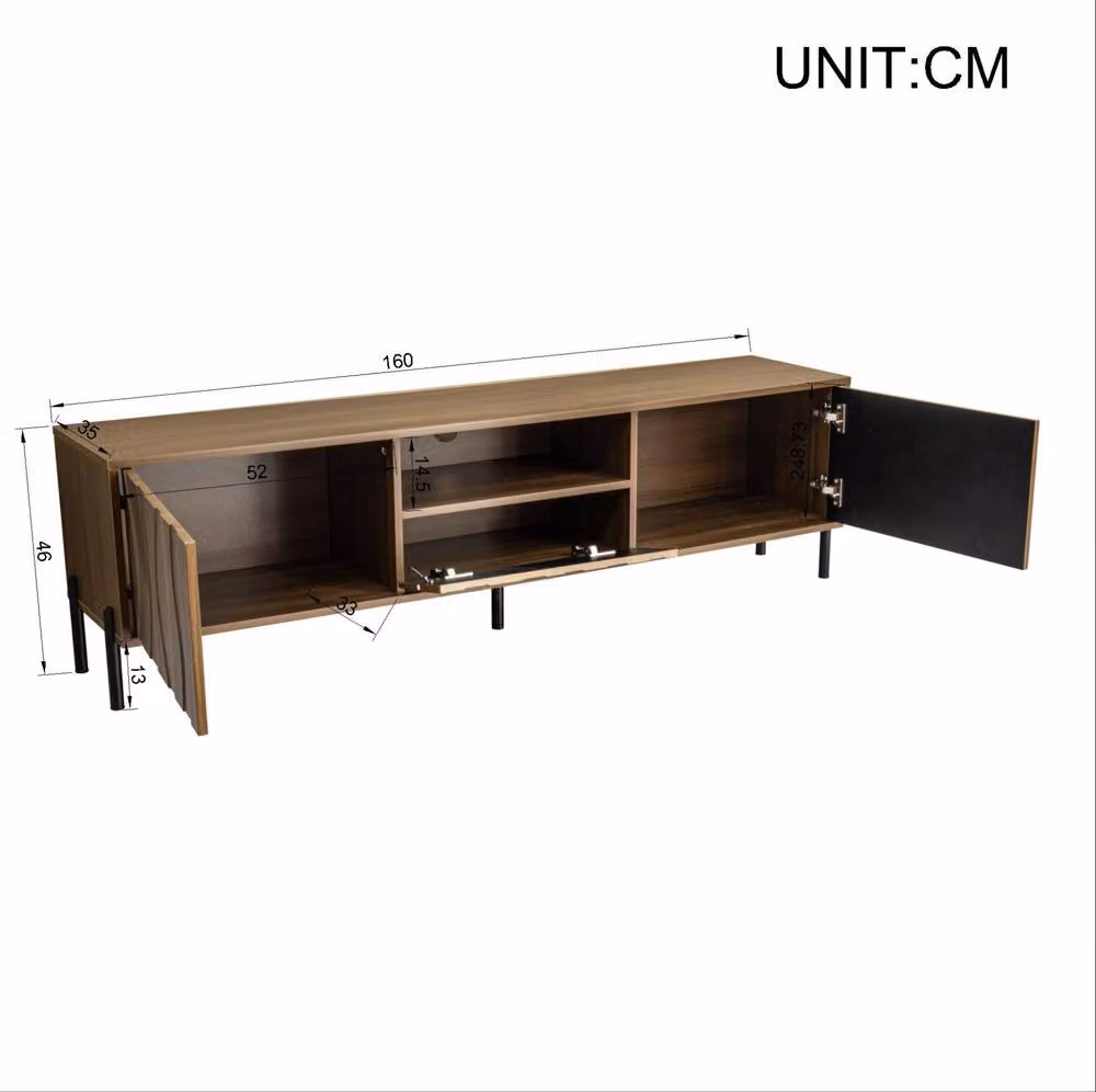STILVORA Modern TV Cabinet with 3 Doors in Brown, W: 160 cm, D: 46 cm – 2