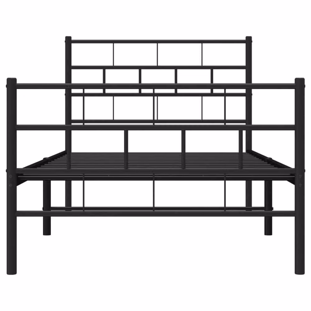 Berkfield Home Metal Bed Frame with Headboard and Footboard in Black, W: 107 cm, L: 203 cm – 3