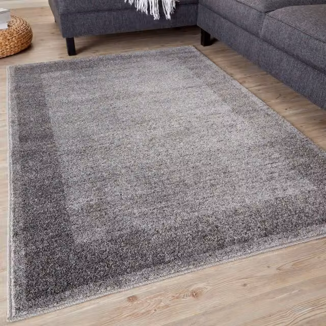 THE RUGS Efes Collection Modern Living Room Rug with Border in Grey, W: 80 cm, L: 150 cm – 1