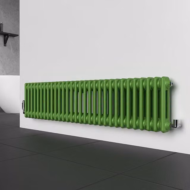 Lux Heat Horizontal Column Radiator in Green, W: 30 cm, H: 137 cm