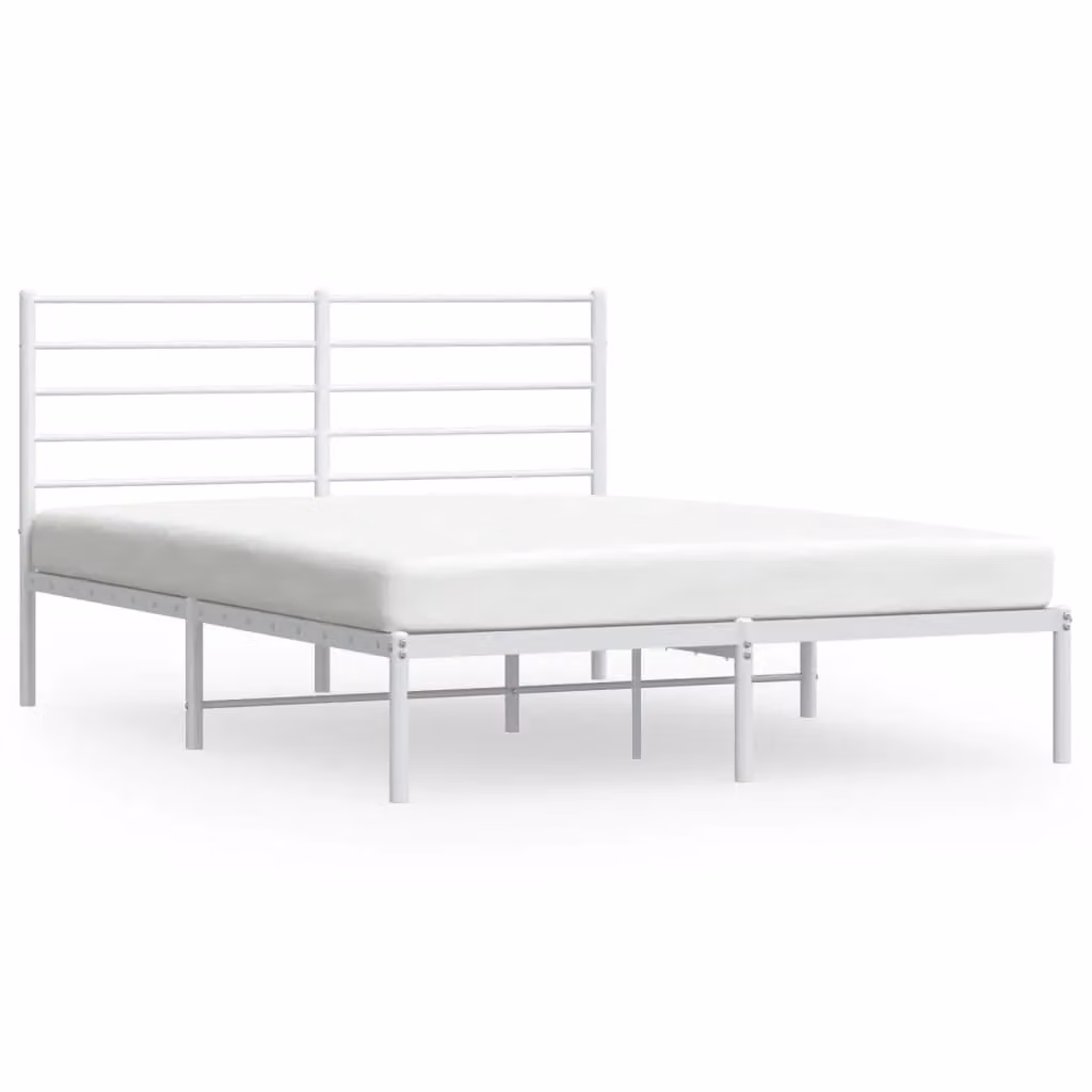 Berkfield Home Metal Bed Frame with Headboard in White, W/D/H: 120 x 190 cm – 2