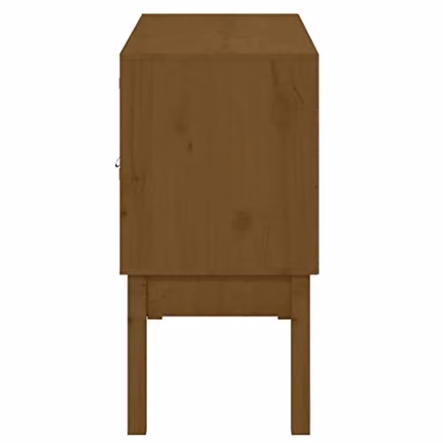 vidaXL Honey Brown Solid Pine Wood Sideboard - Modern Rustic Cabinet with 2 Drawers and 2 Compartments for Living Room and Bedroom W/D/H: 110 x 40 x 76 cm – 4