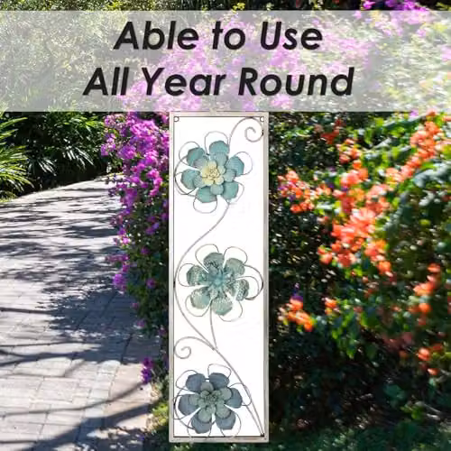 VFM e-Store Modern Floral Metal Wall Art, Multicolour, W: 71 cm, H: 21 cm – 4
