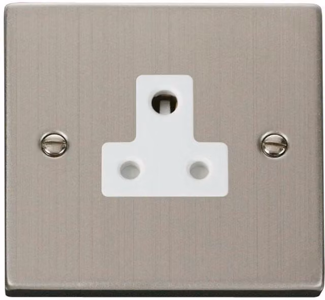 SE HOME Stainless Steel 1 Gang 5A Round Pin Surface Socket with White Plate