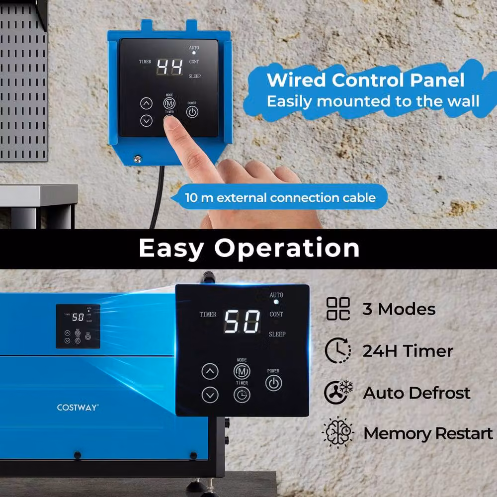 Costway Commercial Crawl Space Dehumidifier with 3 Modes, Blue – 5
