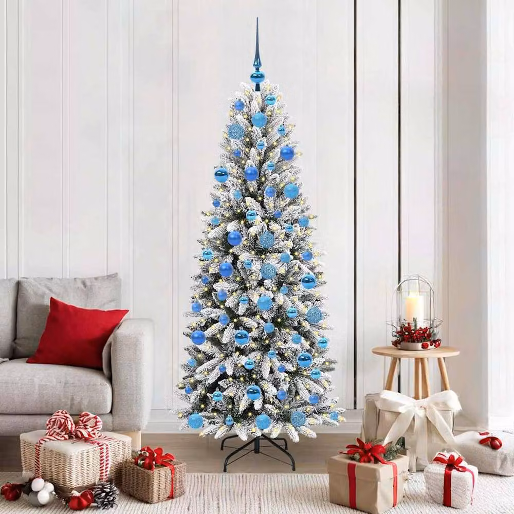 Berkfield Home Green Artificial Christmas Tree with 300 White LEDs, W/D/H: 73 x 73 x 180 cm – 2