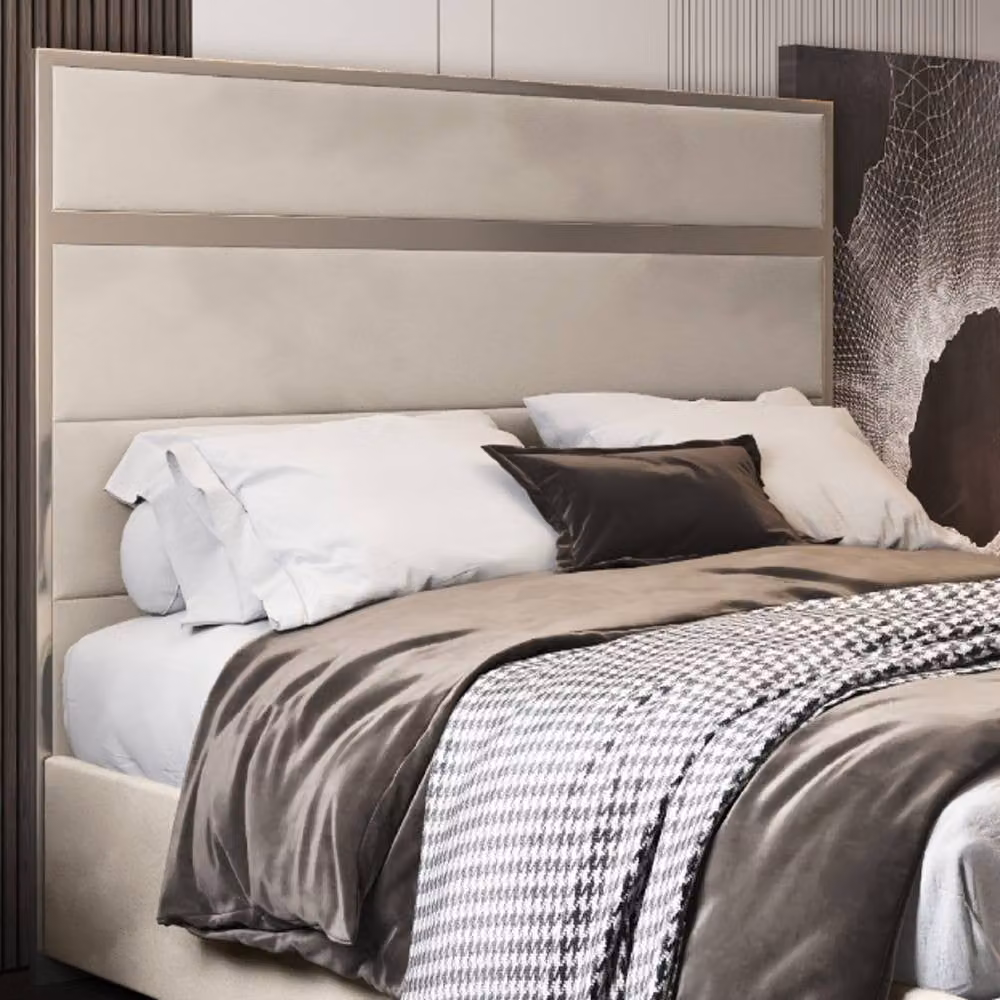 Casani Fleetwood Upholstered Velvet Designer Bed Frame in Cream and Beige, Size: 180 x 200 cm – 4